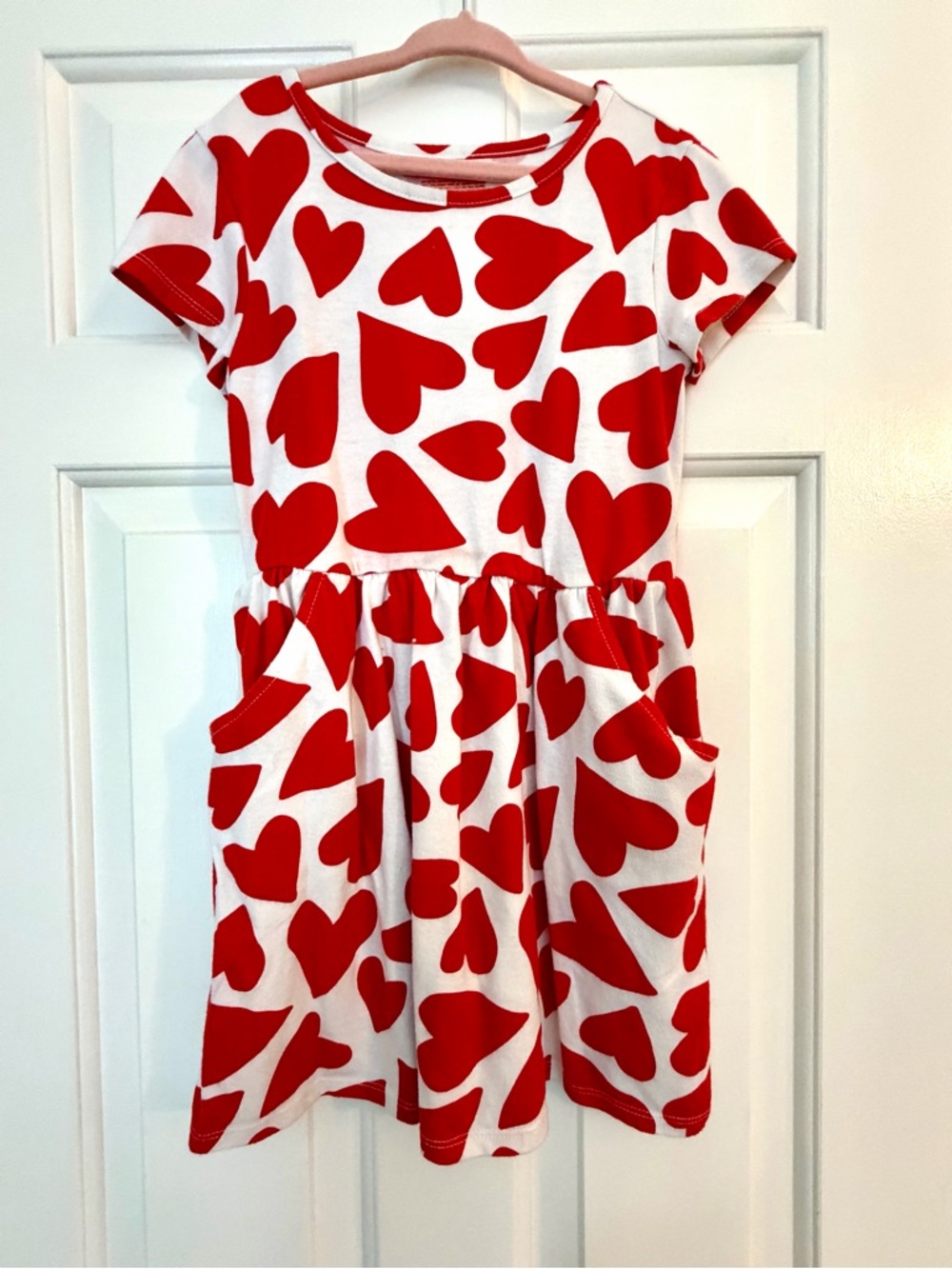 Cat & Jack White Dress with Red Heart Print